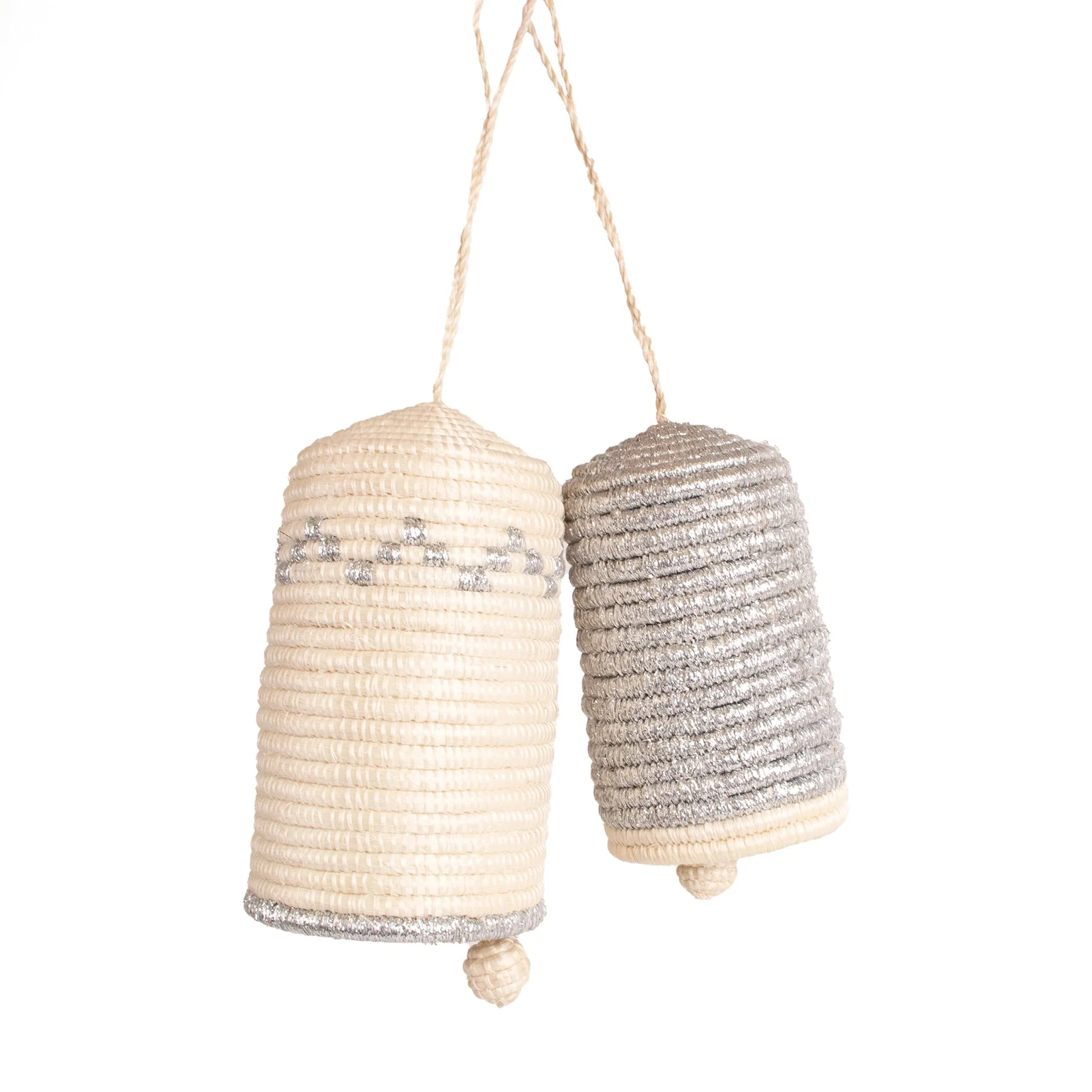 Woven Silver Metallic Hanging Holiday Bells