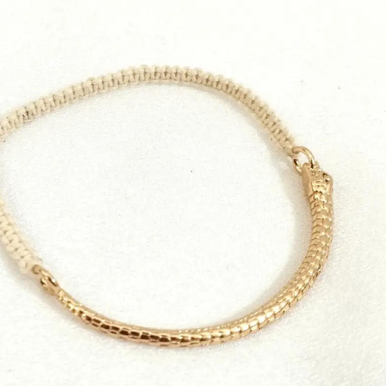 Serpentine Macramé + Brass Bracelet