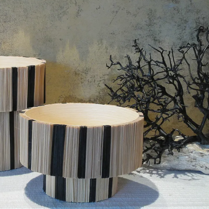 Segment Bamboo Pedestal Bowl