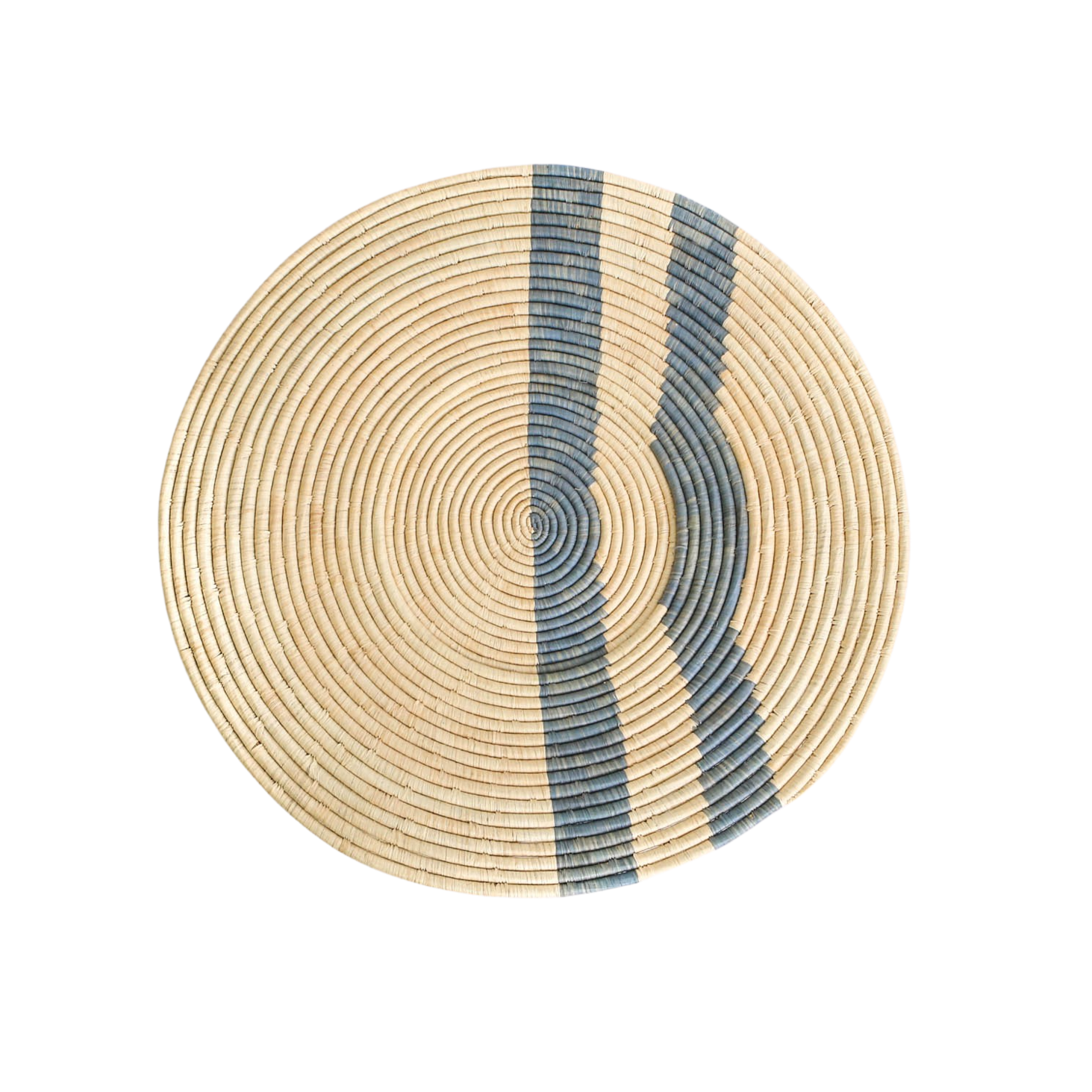 Gray Double Striped Woven Raffia Wall Art Plate