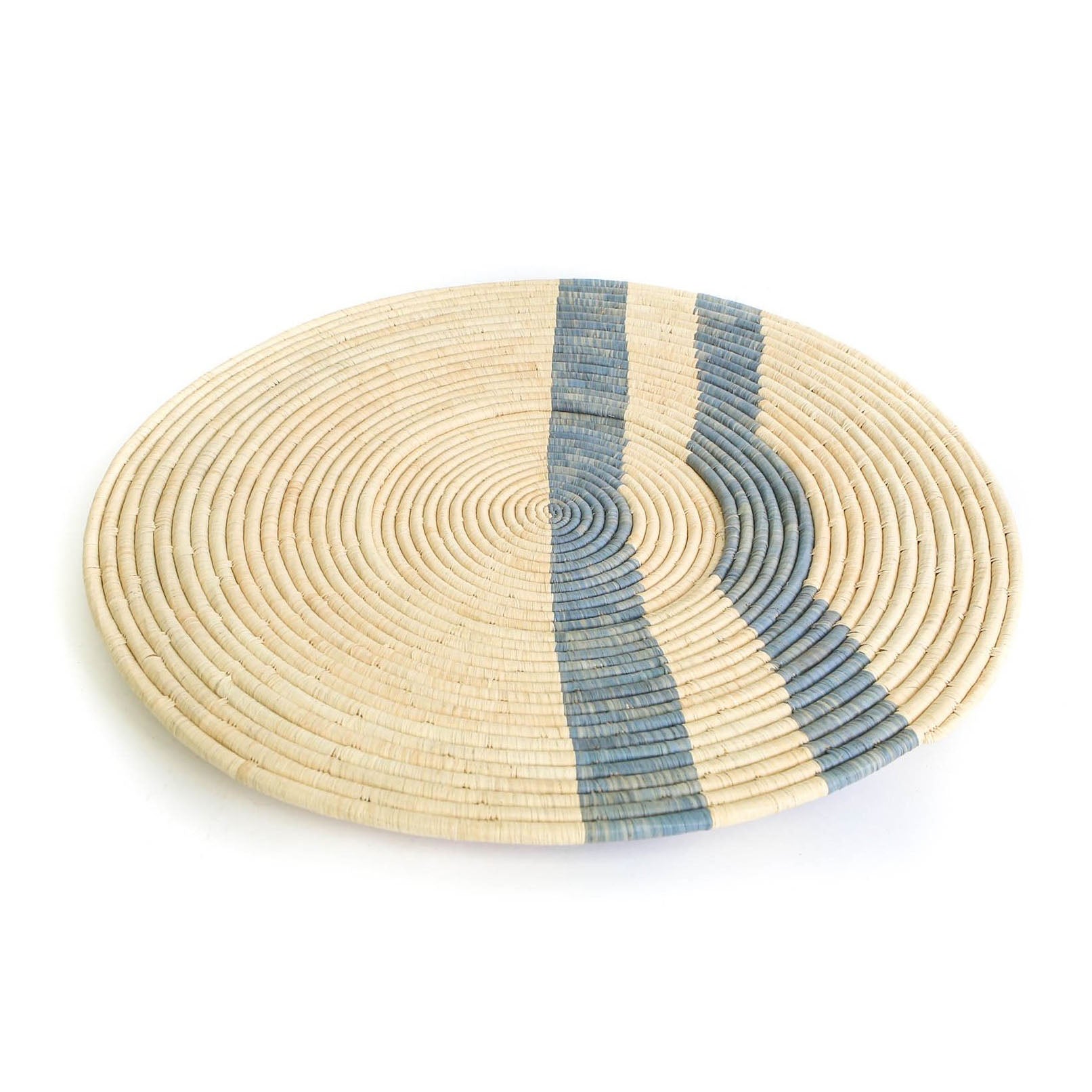 Gray Double Striped Woven Raffia Wall Art Plate