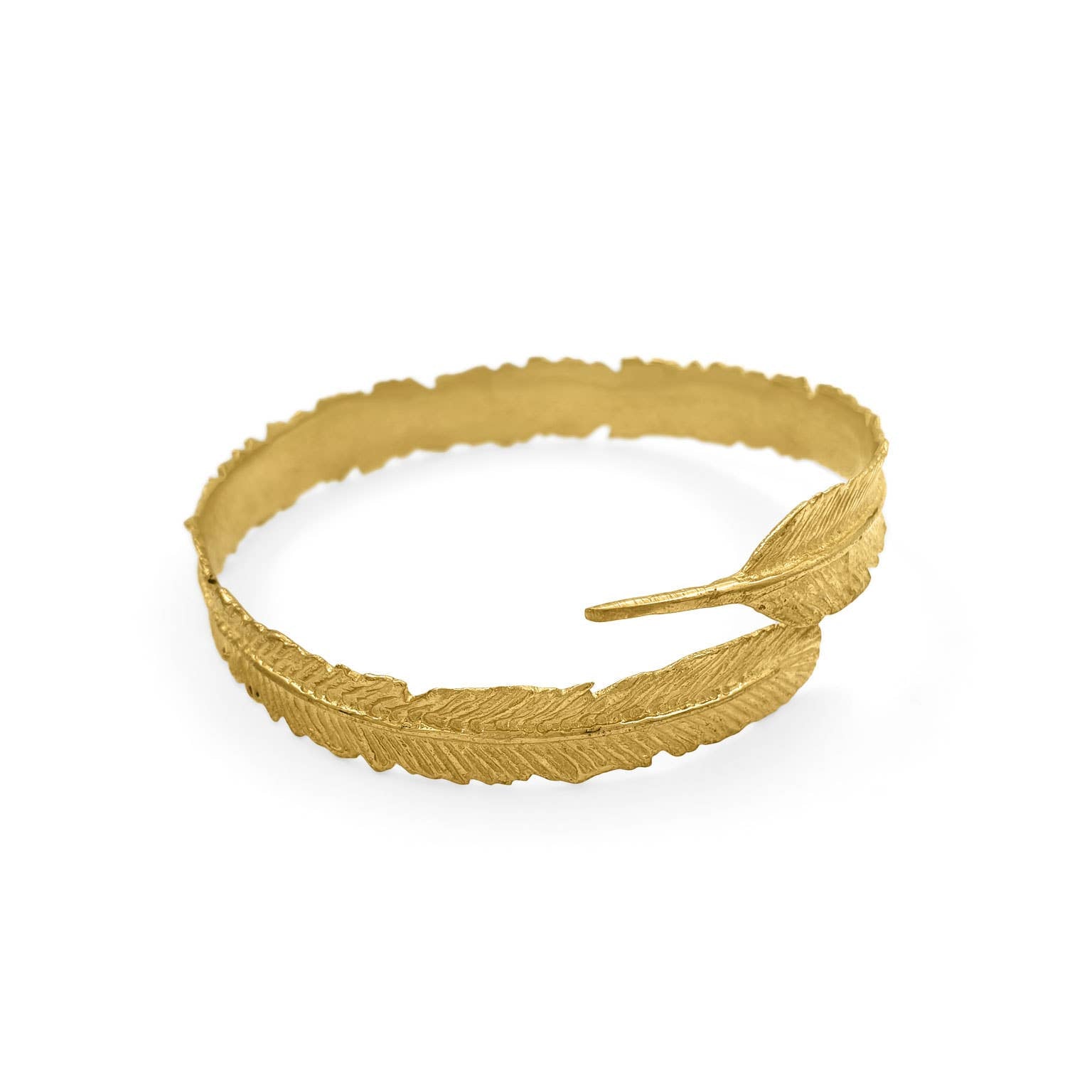 Brass Feather Bangle Bracelet