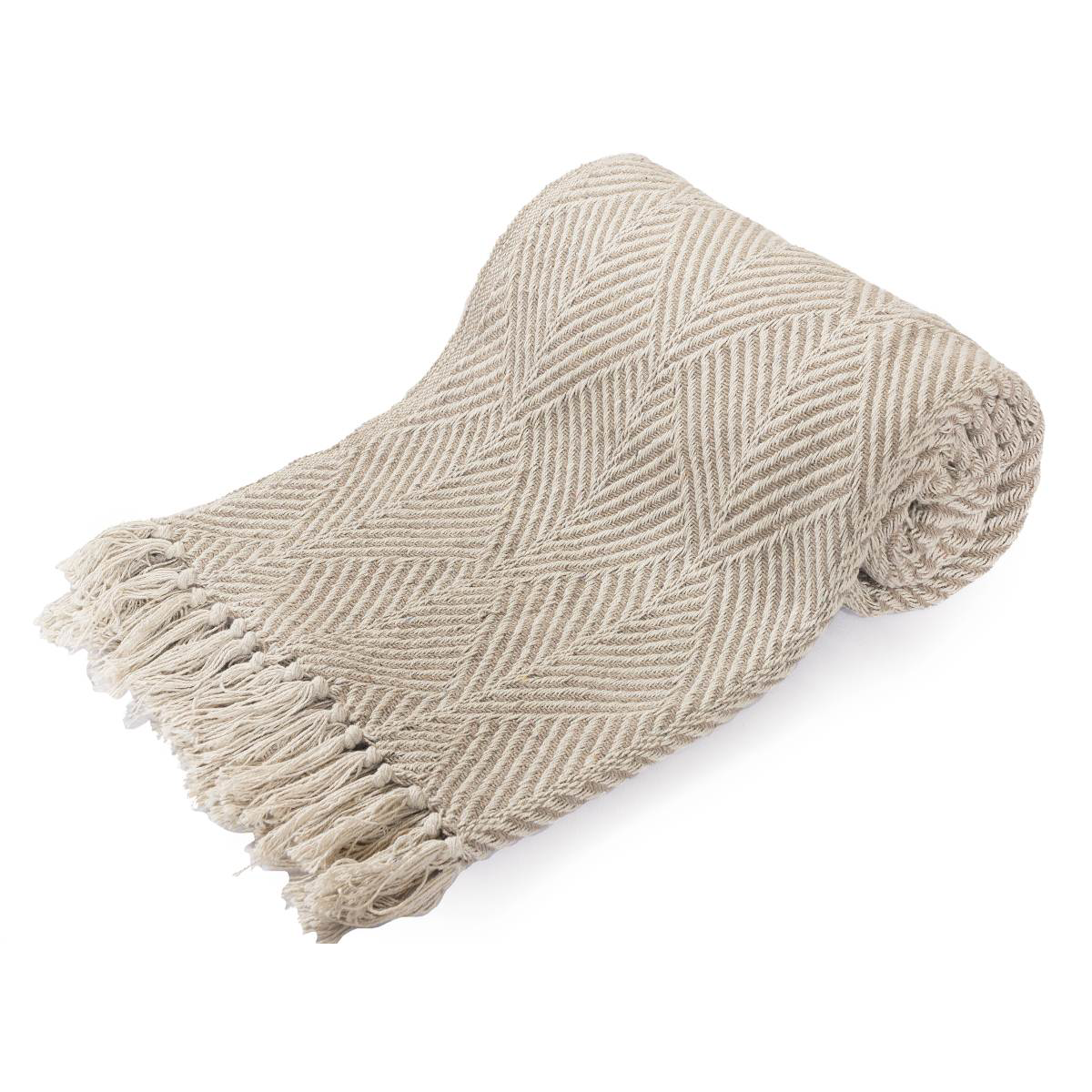 Big Herringbone Knit Cotton Throw Blanket
