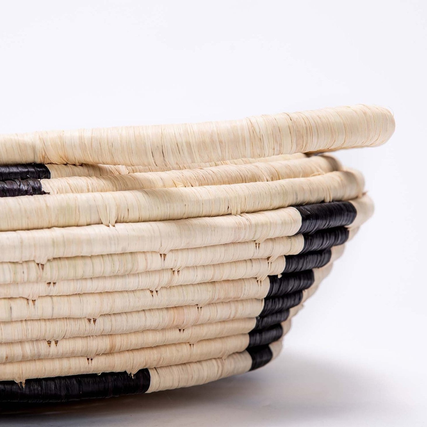 Black Spotted Raffia Storage Basket