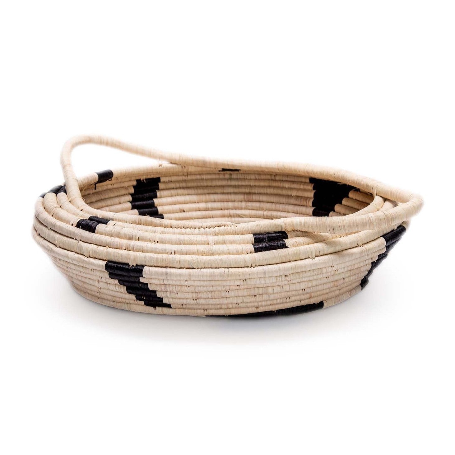 Black Spotted Raffia Storage Basket