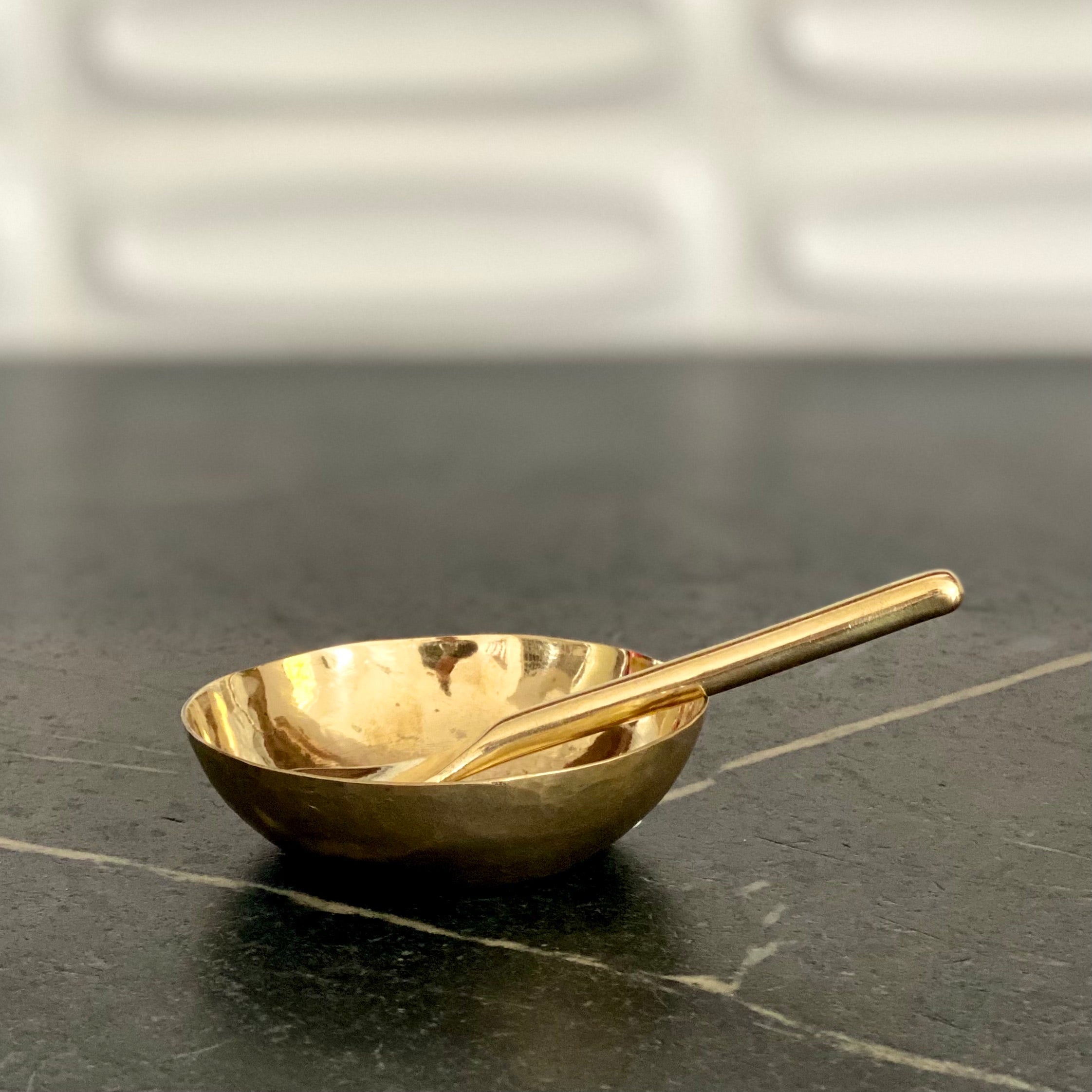 Hammered Brass Bowl + Spoon