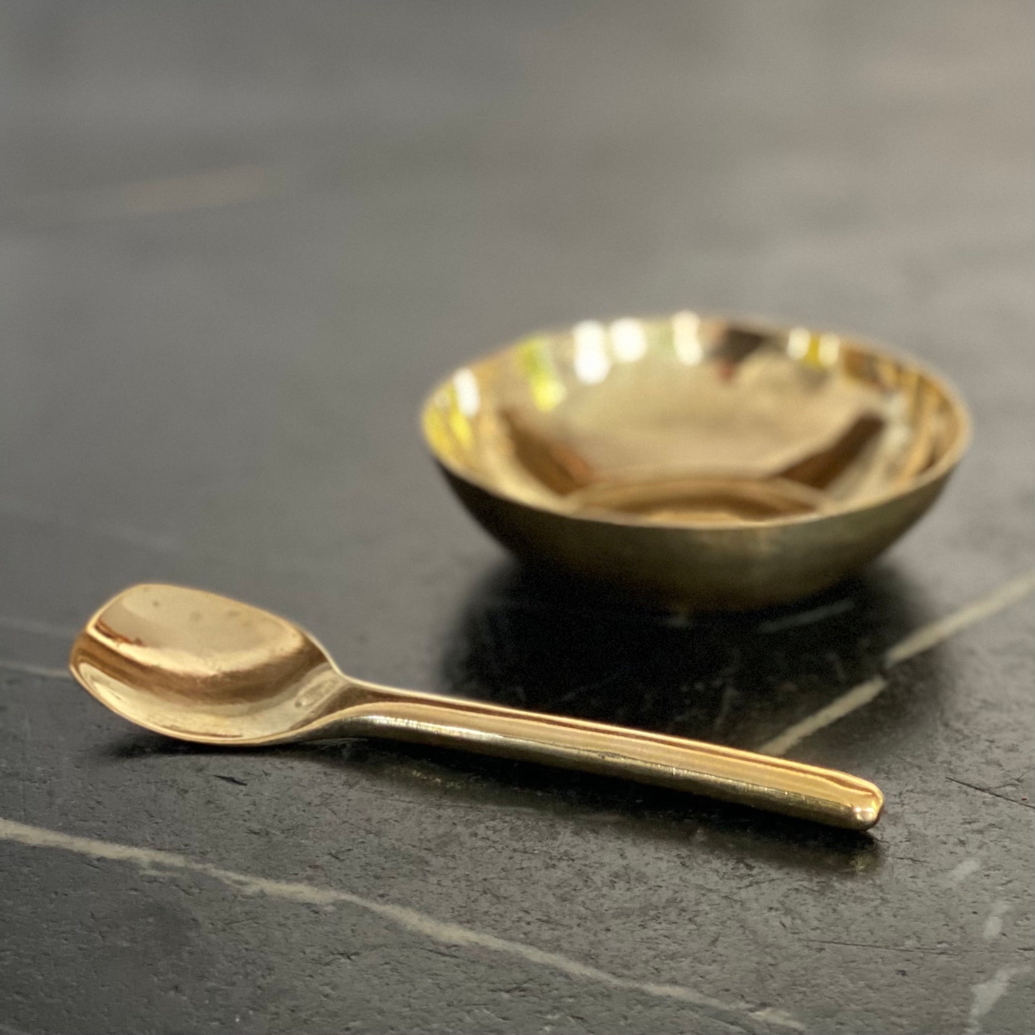 Hammered Brass Bowl + Spoon