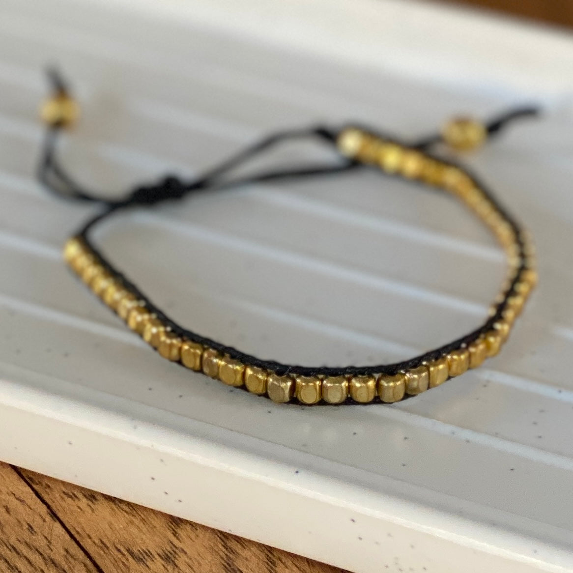 Harjeet Woven Brass Bead Bracelet 1