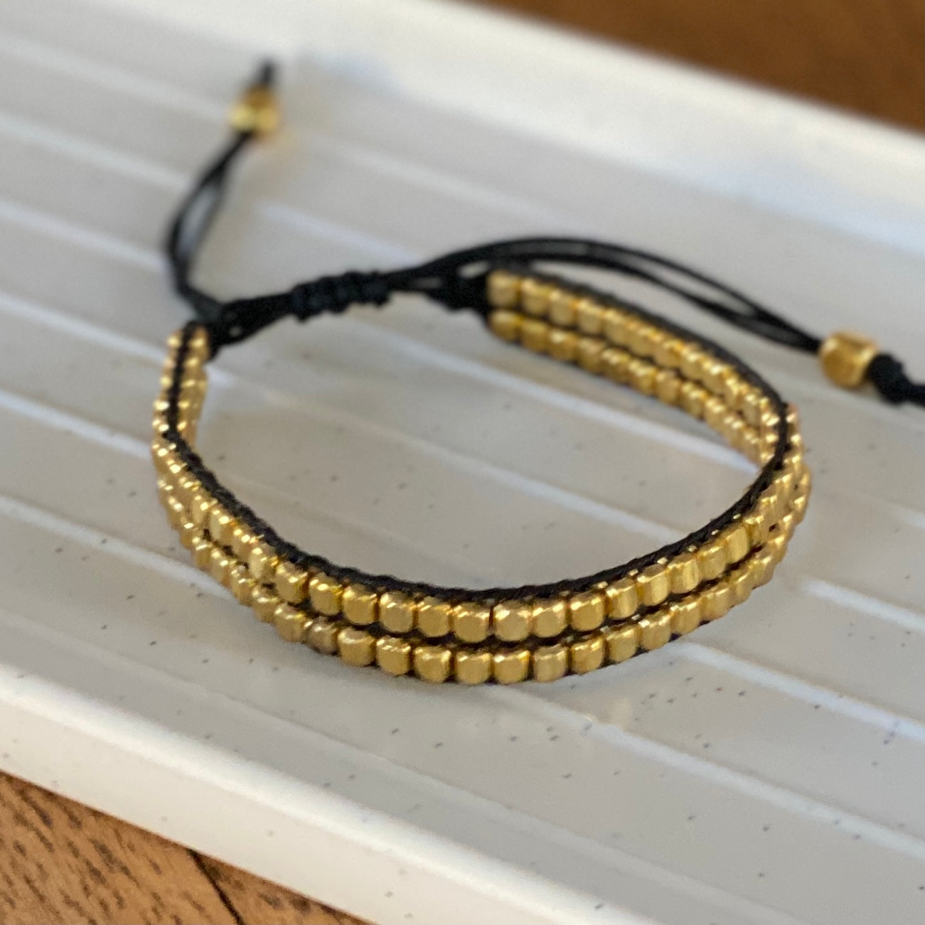 Harjeet Woven Brass Bead Bracelet