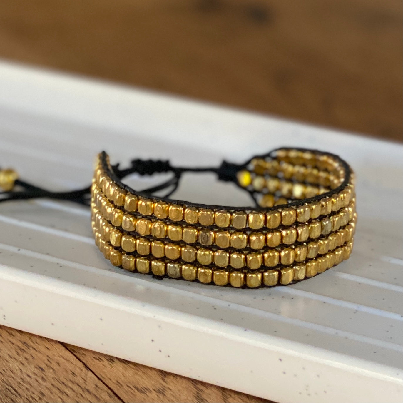 Harjeet Woven Brass Bead Bracelet