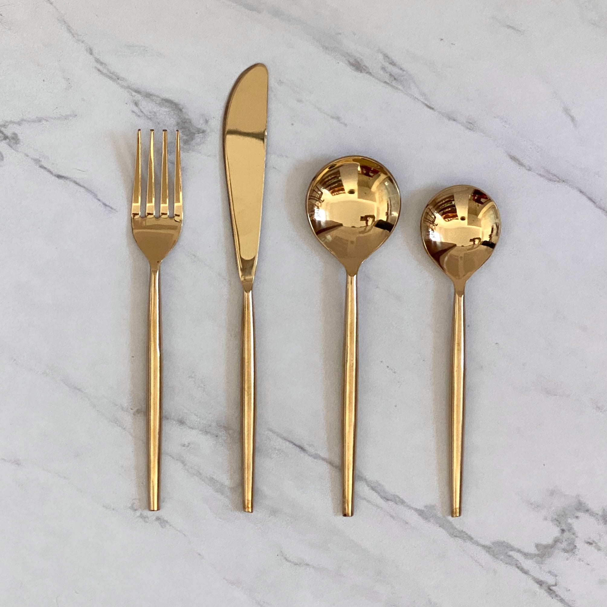 Gold Tone Stainless Steel Flatware Set