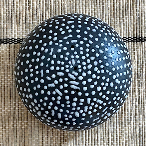 Opposite Dot on Black + White Porcelain Salt + Pepper Shakers