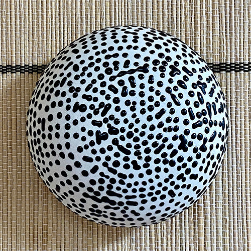 Opposite Dot on Black + White Porcelain Salt + Pepper Shakers
