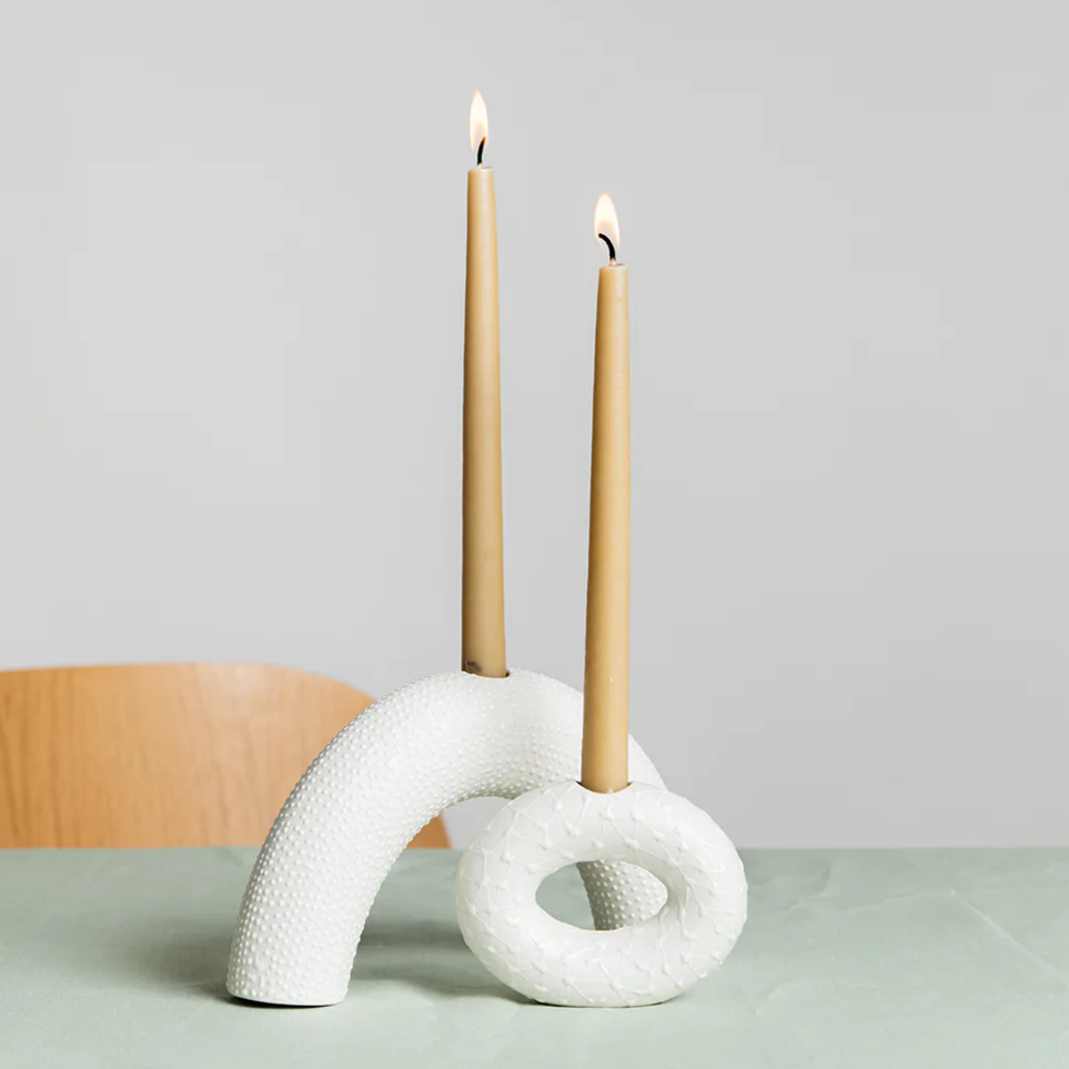 Monochromatic Dot Large Arc Porcelain Candle Holder