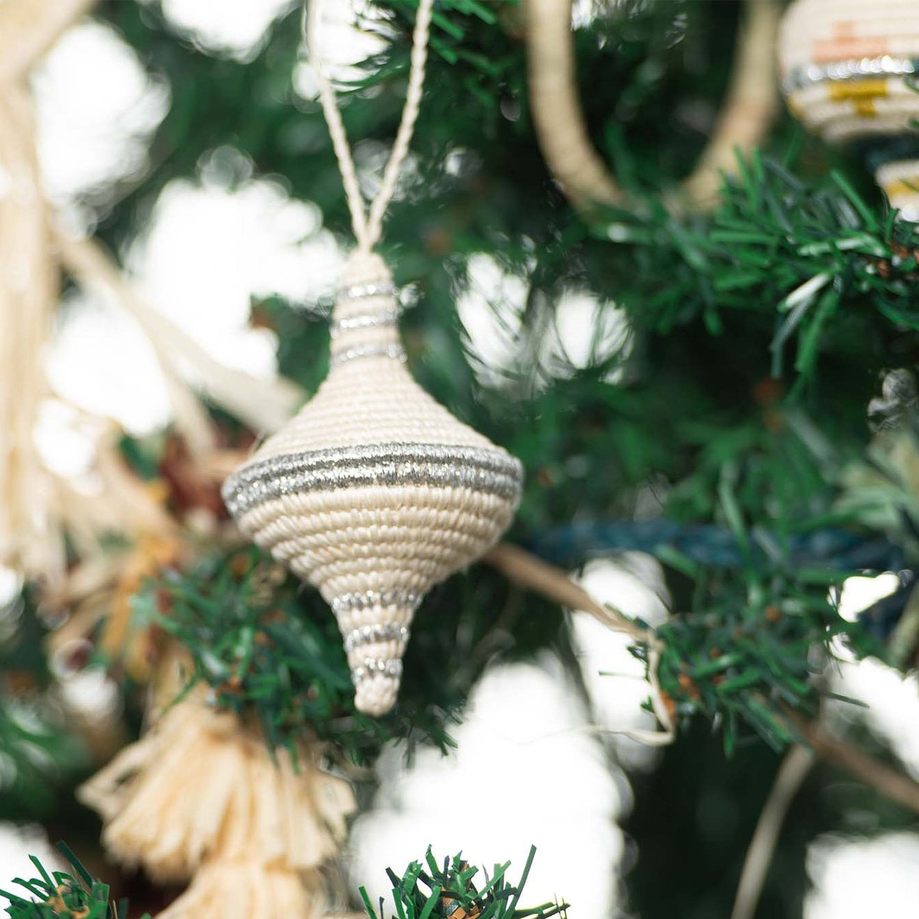 Silver Metallic Diamond Shape Ornament