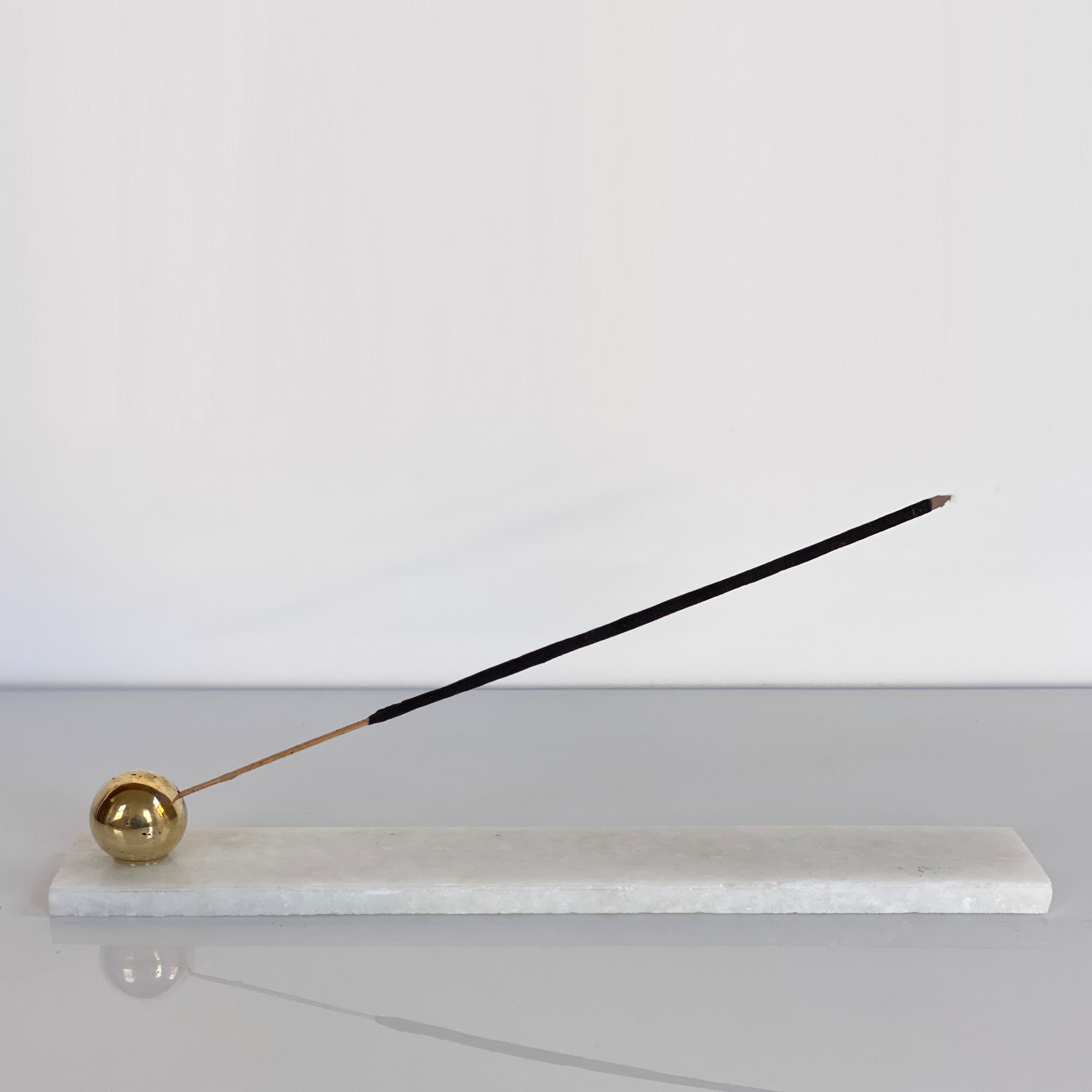 Makrana Marble + Brass Ball Incense Holder