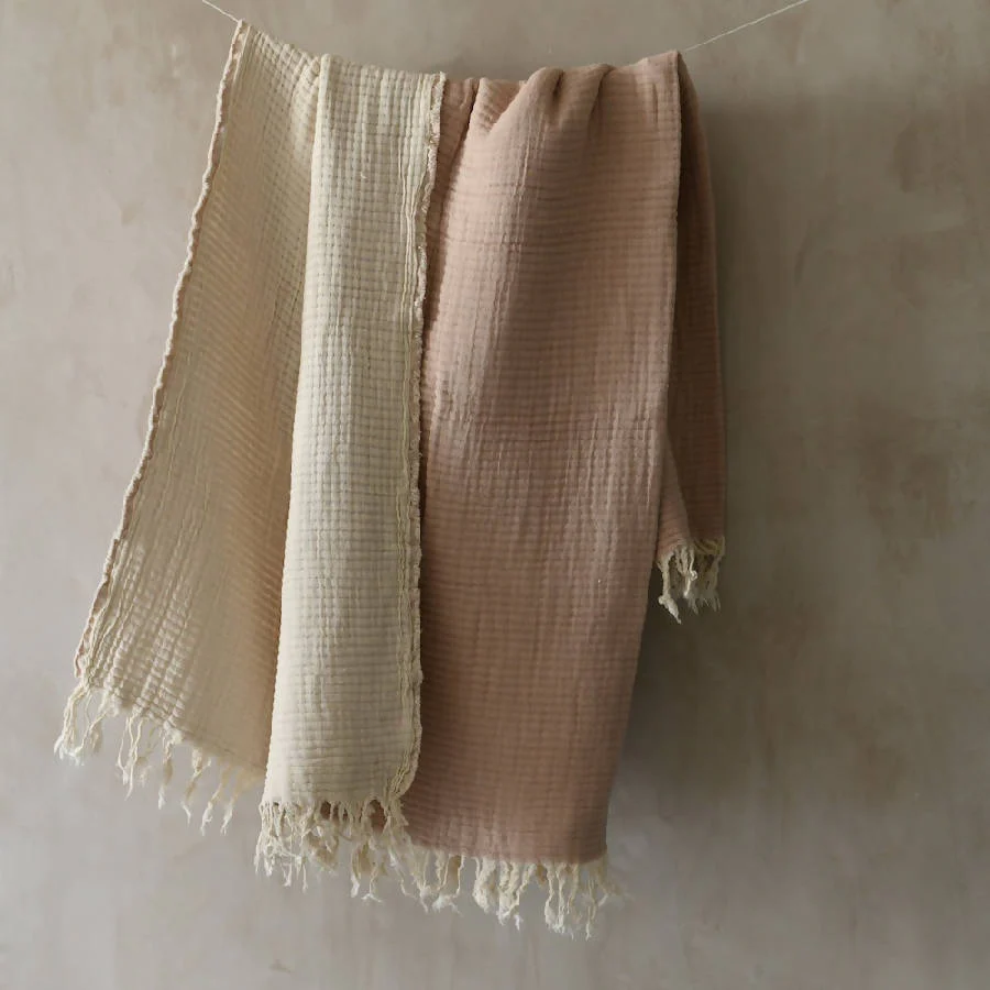 Pink Mist Gauze Cotton Throw Blanket