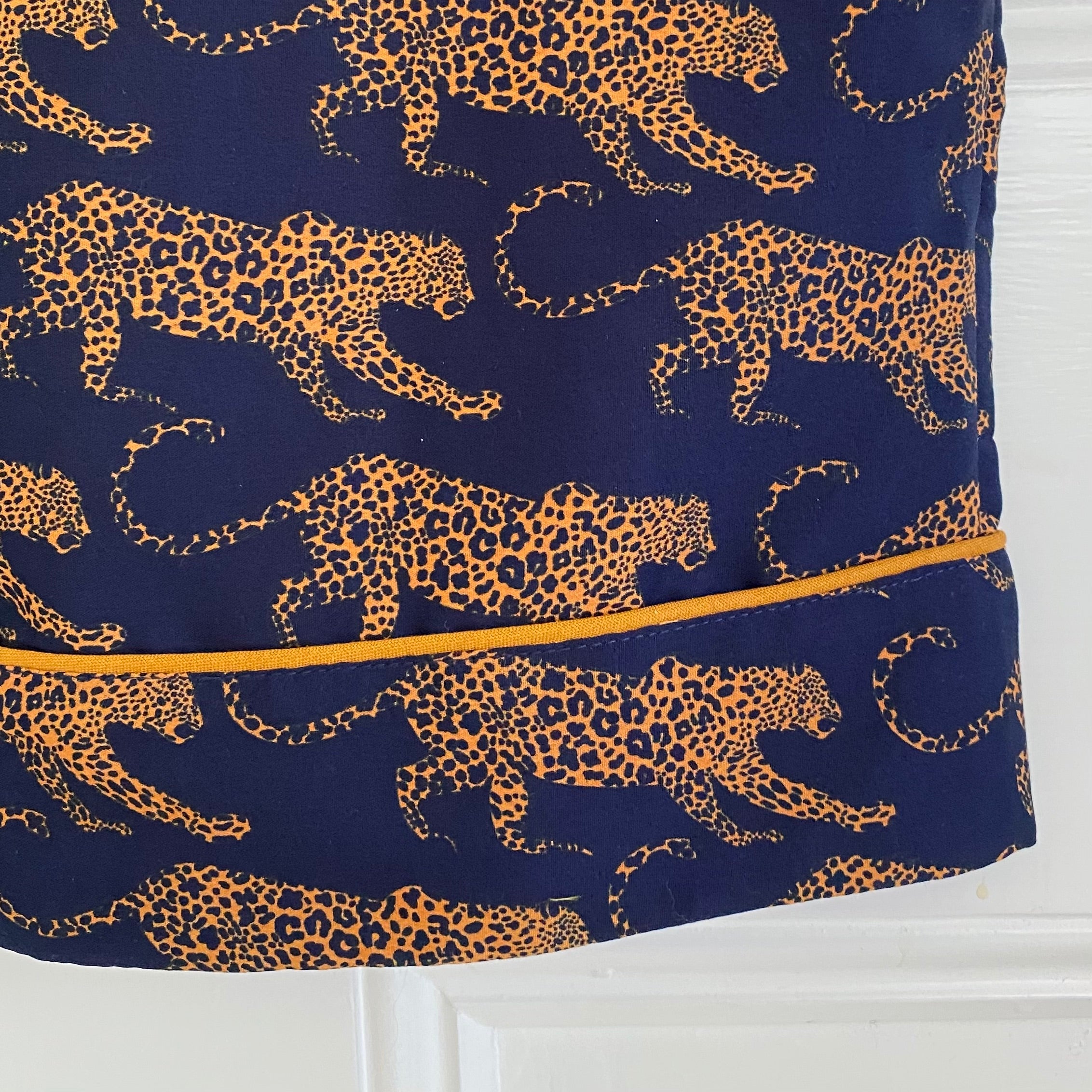 Navy Leopard Washable Silk Robe