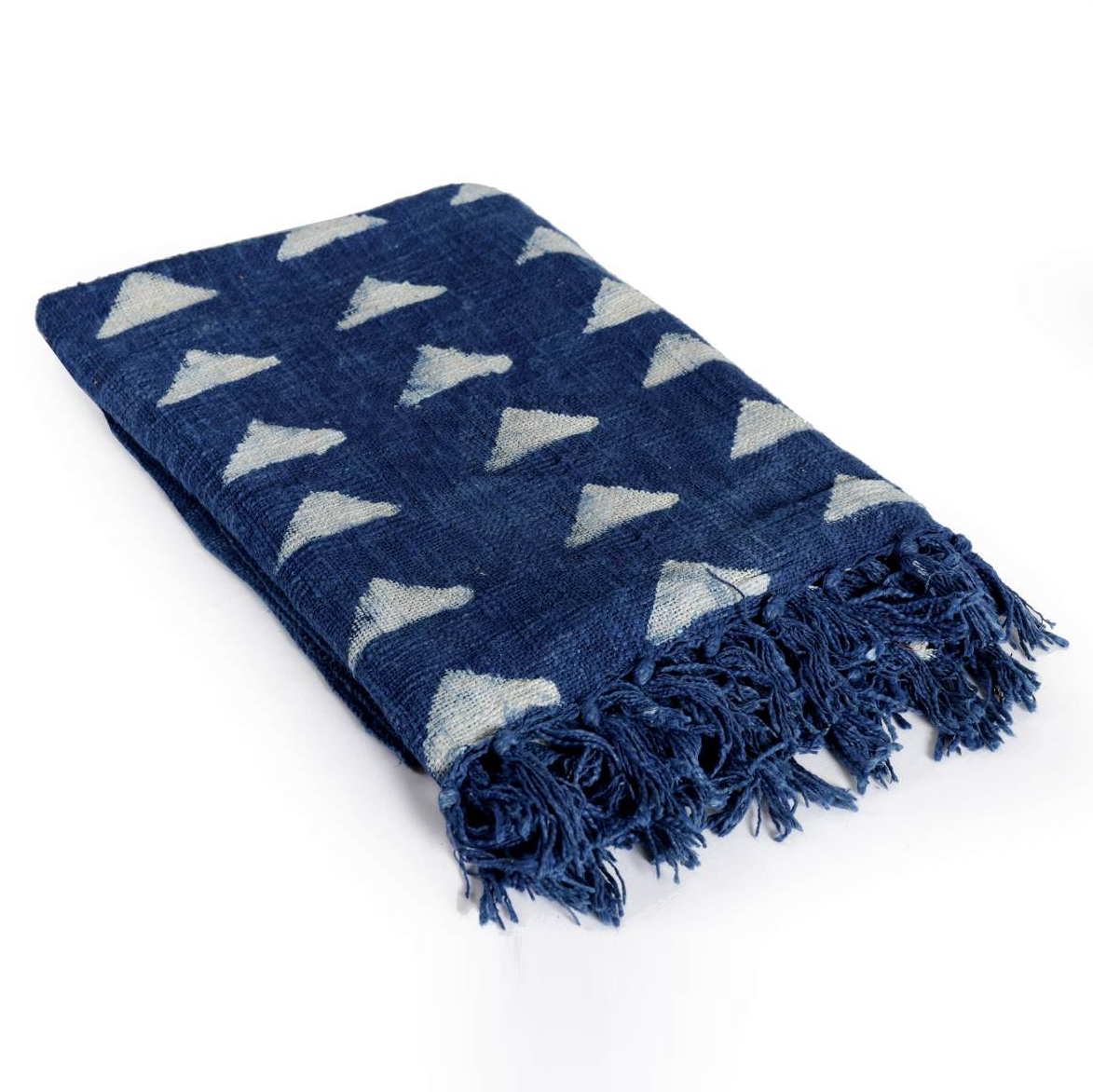 Resist Dye Indigo Cotton Throw Blanket