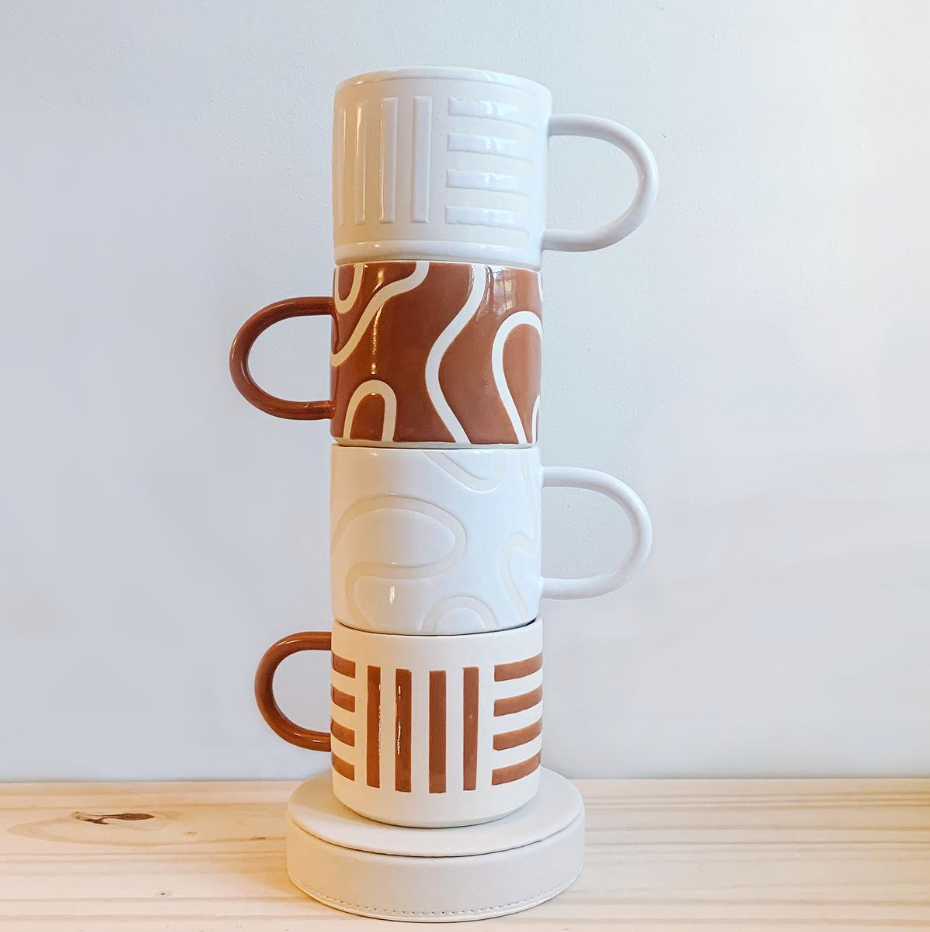 White Stacked Ceramic Coffee Mug