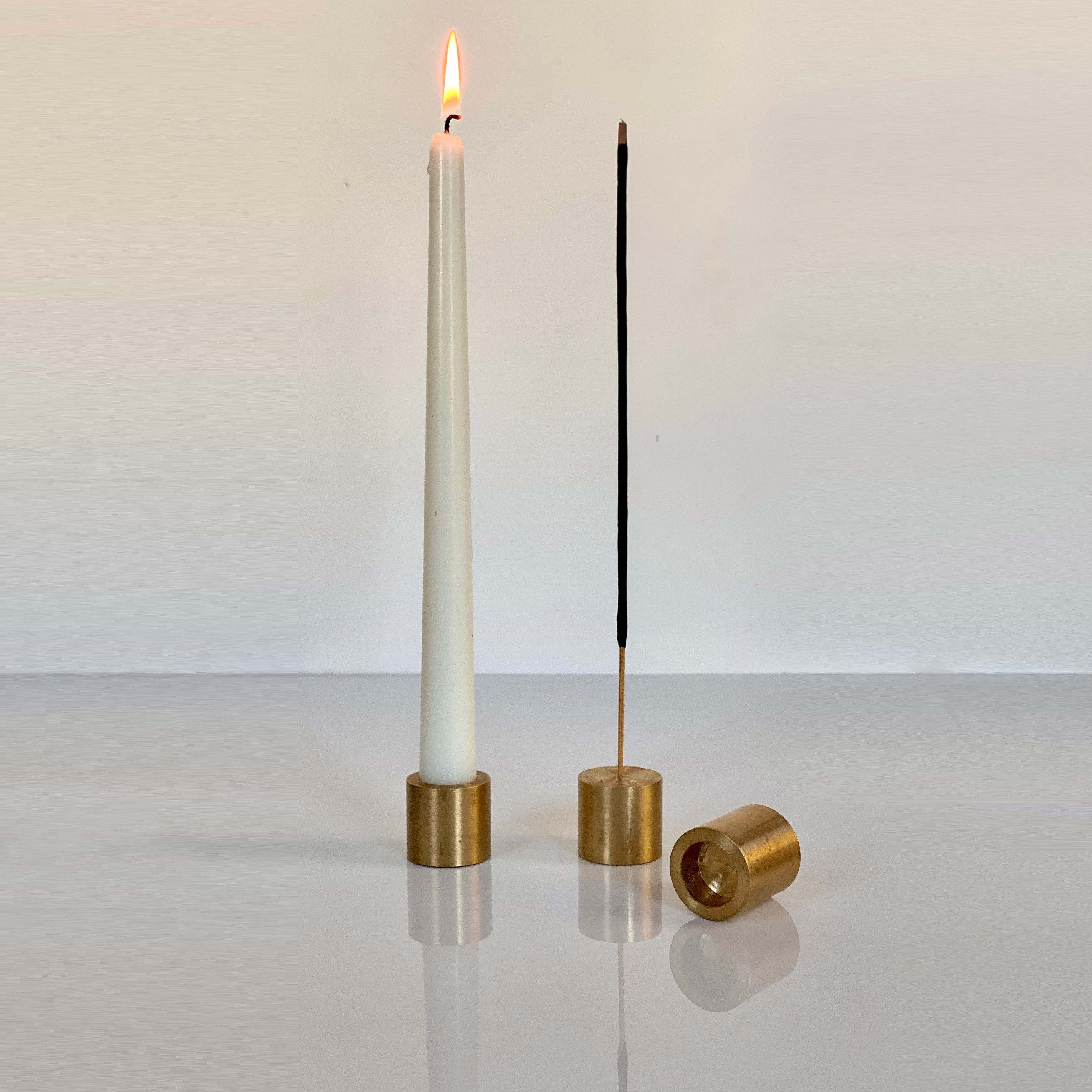 Shabnam Two-Way Brass Incense + Candle Holder