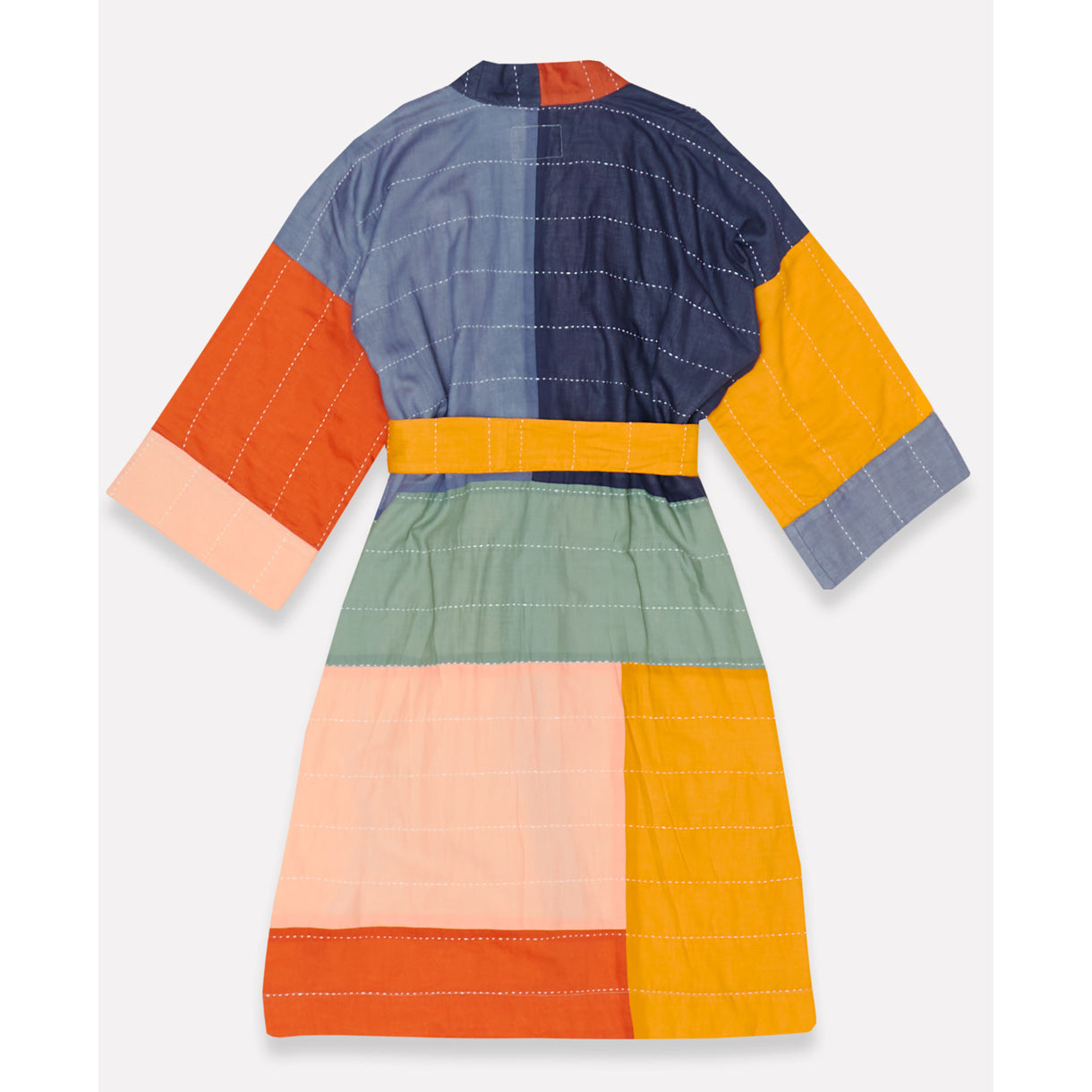 Colorblock Modern Kantha Embroidered Robe