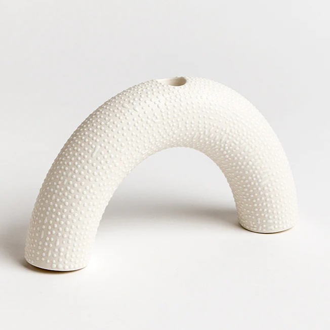 Monochromatic Dot Large Arc Porcelain Candle Holder