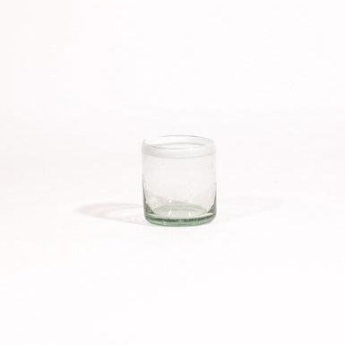 Blown Glass White Rim Short Tumbler Set