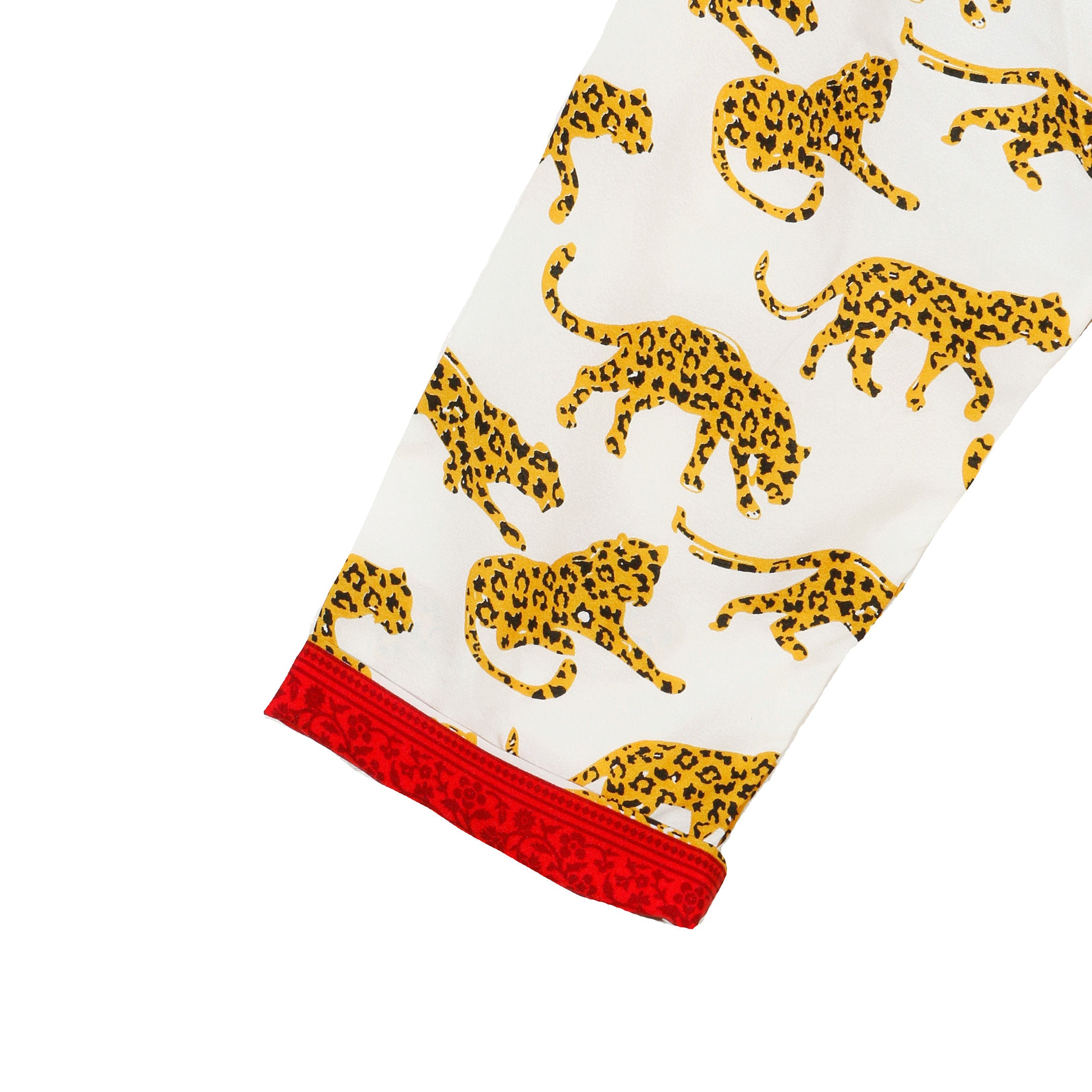Women's White Leopard Washable Silk Pajamas
