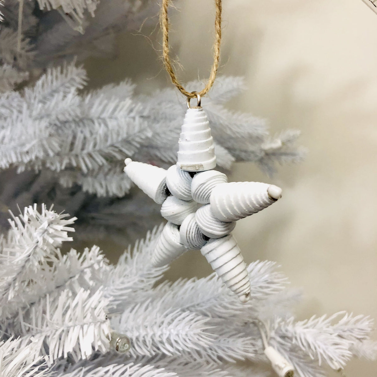 Recycled Paper Star Ornament | White – Abroad Modern